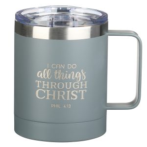 I Can do All Things Grey Camp-style Stainless Steel Mug - Philippians 4:13