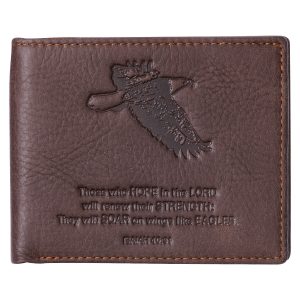 Wings Like Eagles Dark Brown Genuine Leather Wallet - Isaiah 40:31