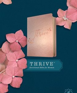 NLT THRIVE Devotional Bible for Women - LeatherLike, Rose Metallic