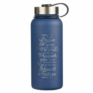 I Know the Plans Blue Stainless Steel Water Bottle - Jeremiah 29:11