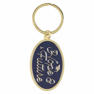 Hope and a Future Blue Oval Metal Key Ring - Jeremiah 29:11