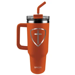 Cross Shield Stainless Steel Mug With Straw - 40 oz