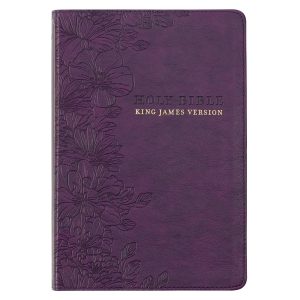 King James Version Bible, Thinline with Thumb Index - Purple Floral Faux Leather (Large Print)