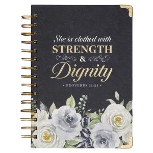 Strength & Dignity Indigo Rose Large Wirebound Journal - Proverbs 31:25