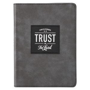 Trust in the LORD Grey Faux Leather Handy-sized Journal - Proverbs 3:5