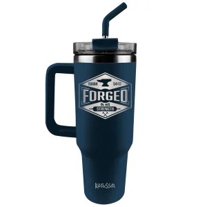 Forged Stainless Steel Mug With Straw - 40 oz