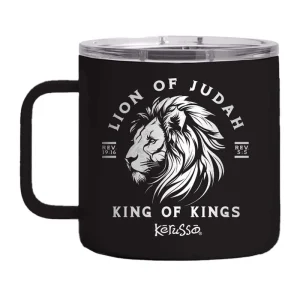 Lion Of Judah Stainless Steel Mug With Handle - 14 oz