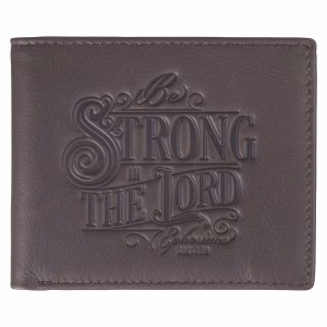 Be Strong in the Lord Charcoal-Brown Genuine Leather Wallet - Ephesians 6:10