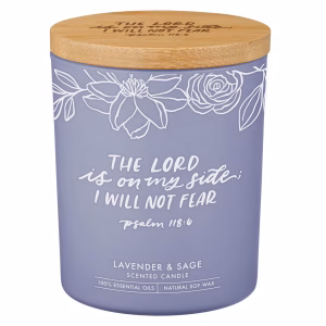 I Will Not Fear Lavender and Sage Candle in a Glass Jar - Psalm 118:6