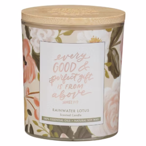 Every Good and Perfect Gift Rainwater Lotus Scented Candle - James 1:17